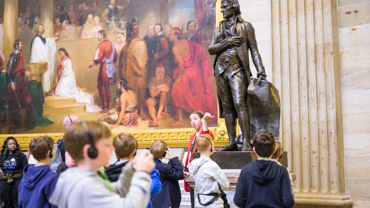 people touring the Capitol rotunda